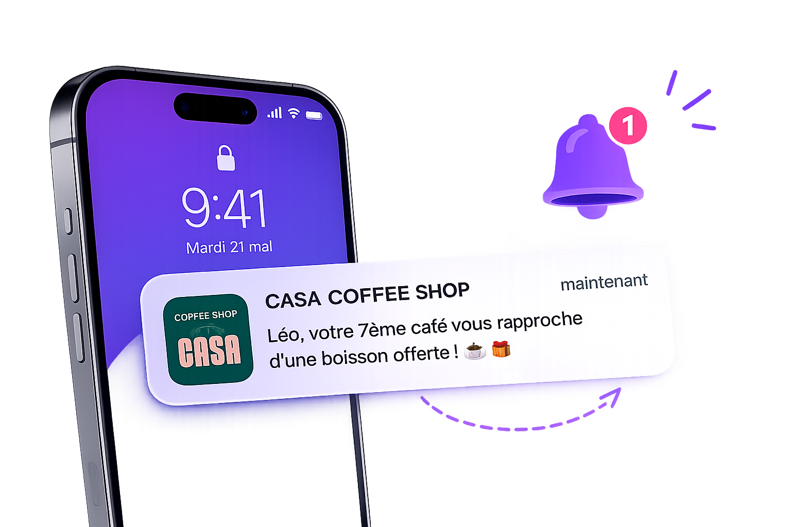 Notification push MB ONE loyalty sur l'écran verrouillé d'un iPhone